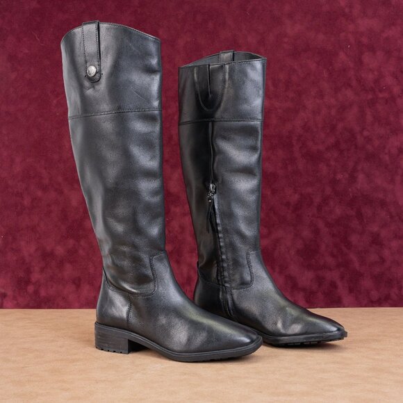 Sam Edelman Wmn Drina Black Leather Fashion Equestrian Riding Knee Boots sz 6.5 - Picture 1 of 10